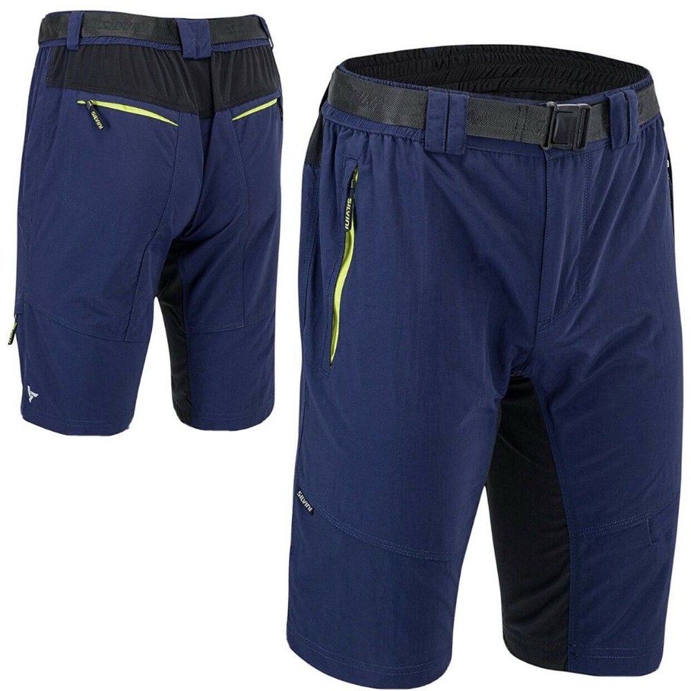 Silvini Men’s RANGO Mountain Bike Cycling Shorts Belted Navy Lime Green MP1616